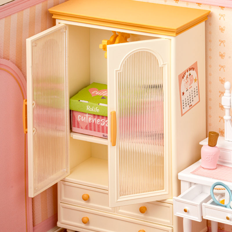 Rolife Lovely Pink Bedroom Super Creator Miniature House DW016