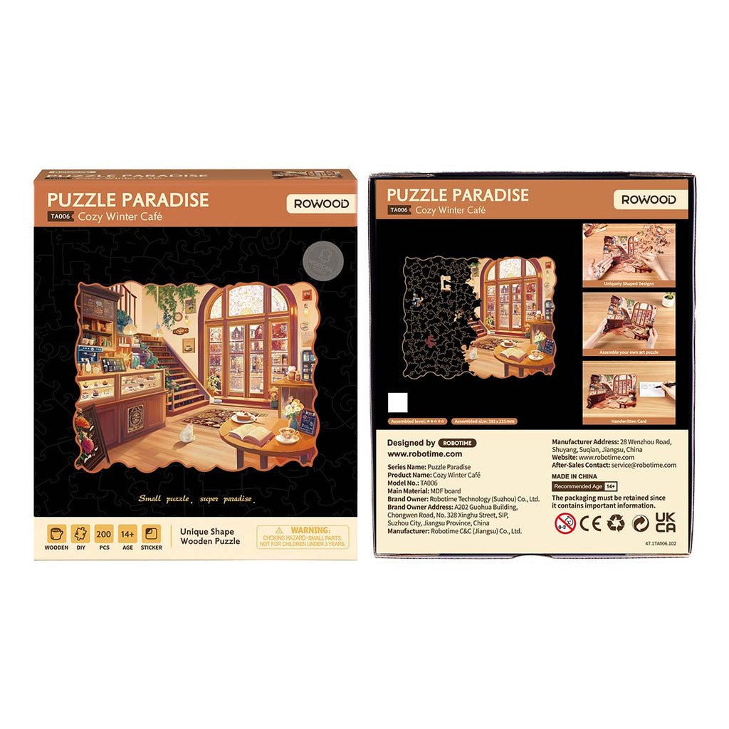 Rowood Cozy Winter Café Wooden Jigsaw Puzzle