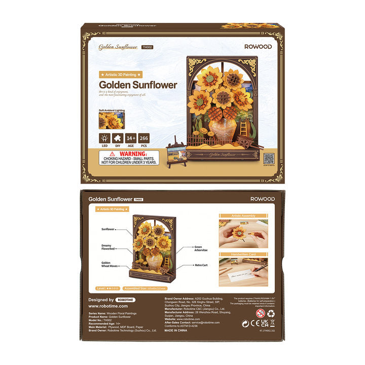 Rowood 3D Wooden Puzzle - Golden Sunflower TH002