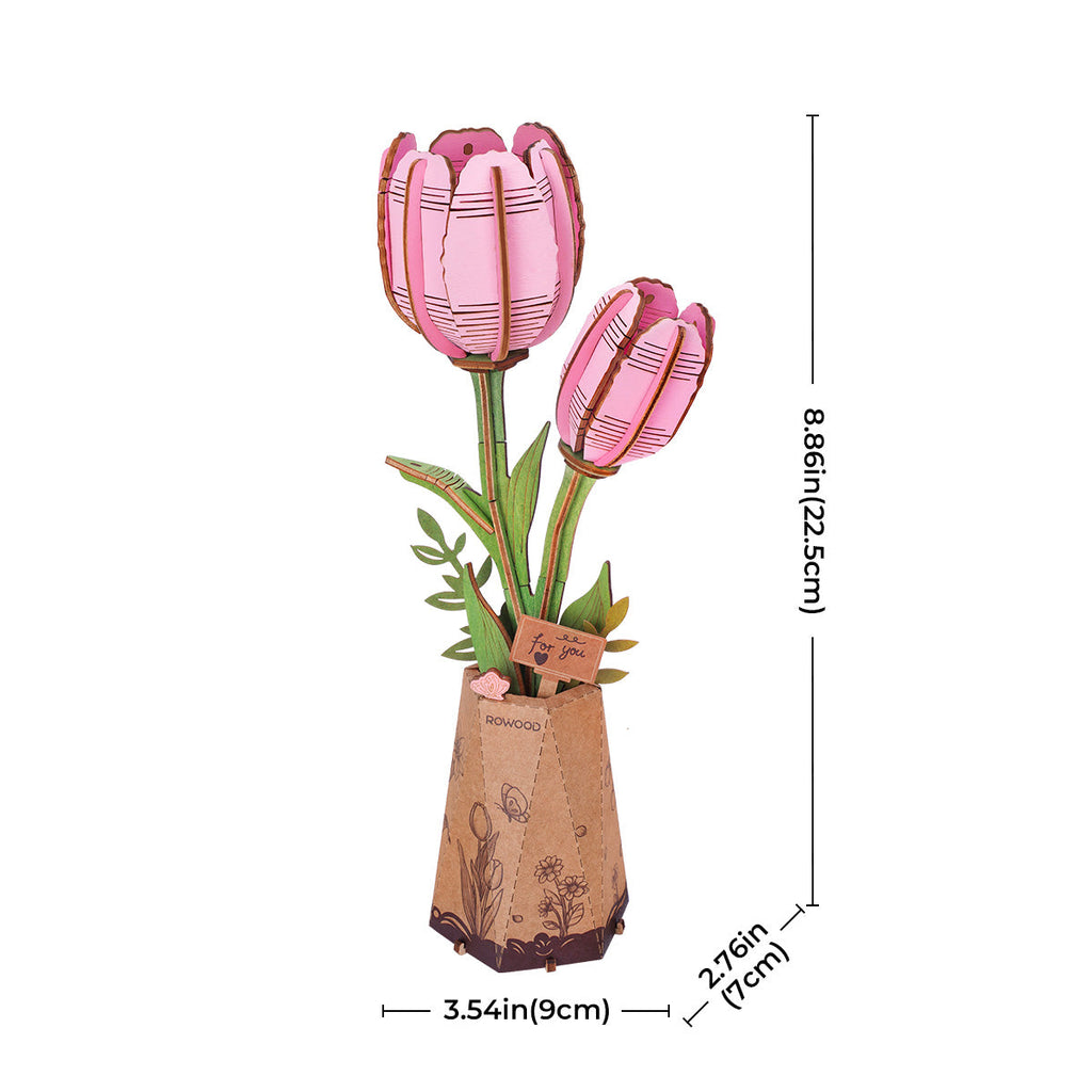 Rowood DIY Wooden Flower Pink Tulip TW082