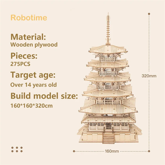 Rolife Modern 3D Wooden Puzzle - Five-storied Pagoda TGN02
