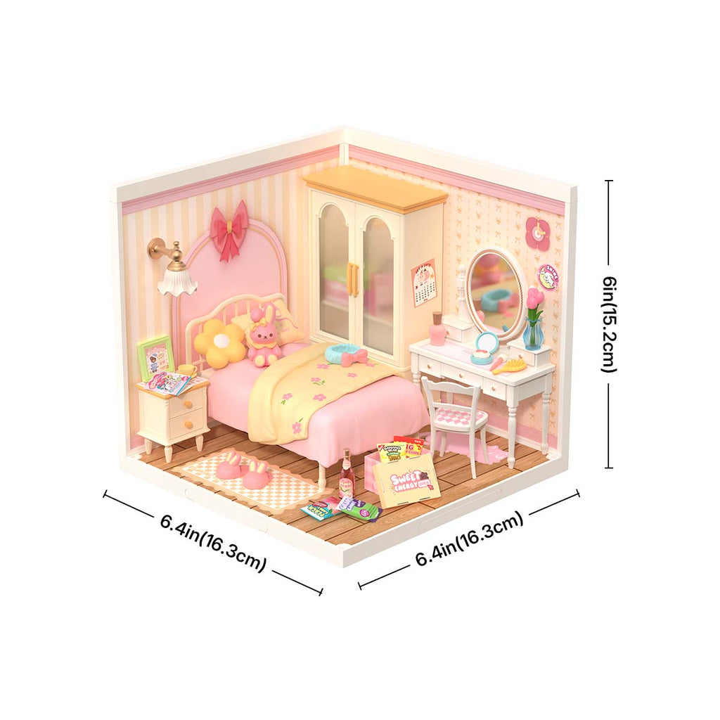 Rolife Lovely Pink Bedroom Super Creator Miniature House DW016